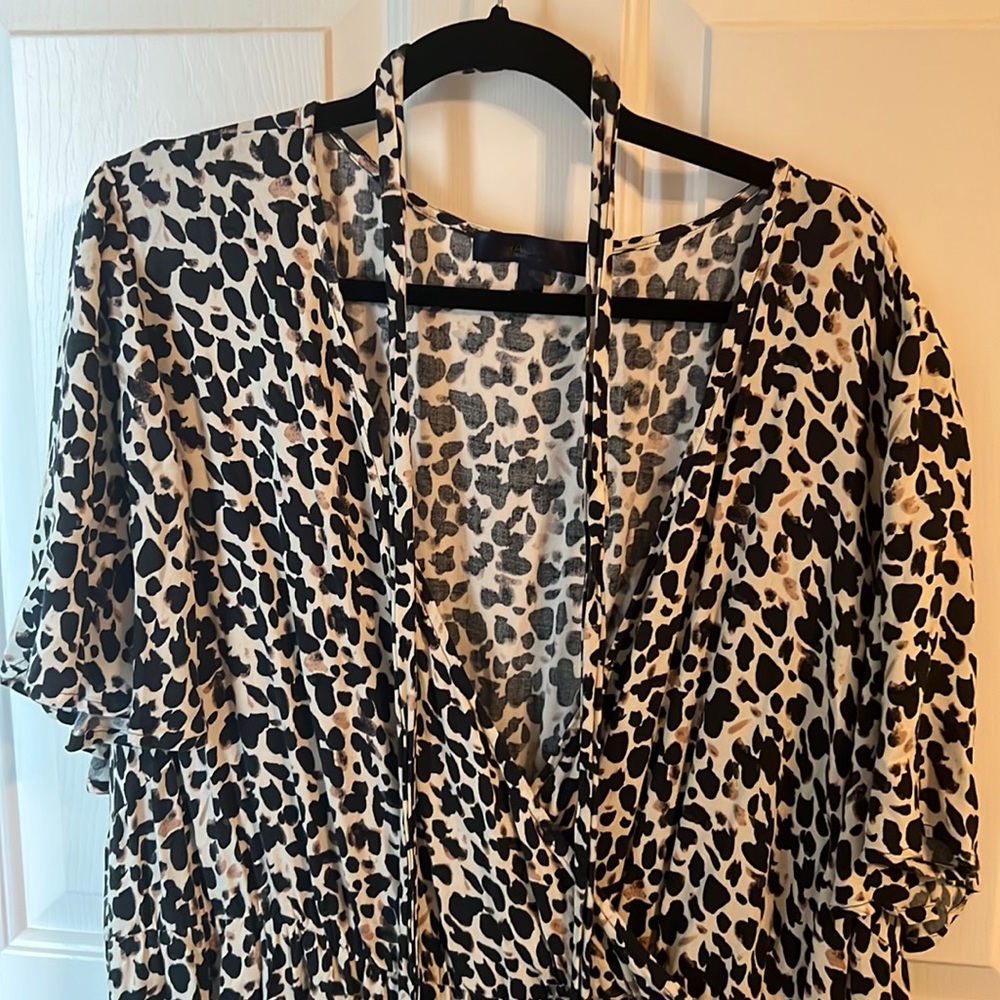 Cheetah print dress with tie belt